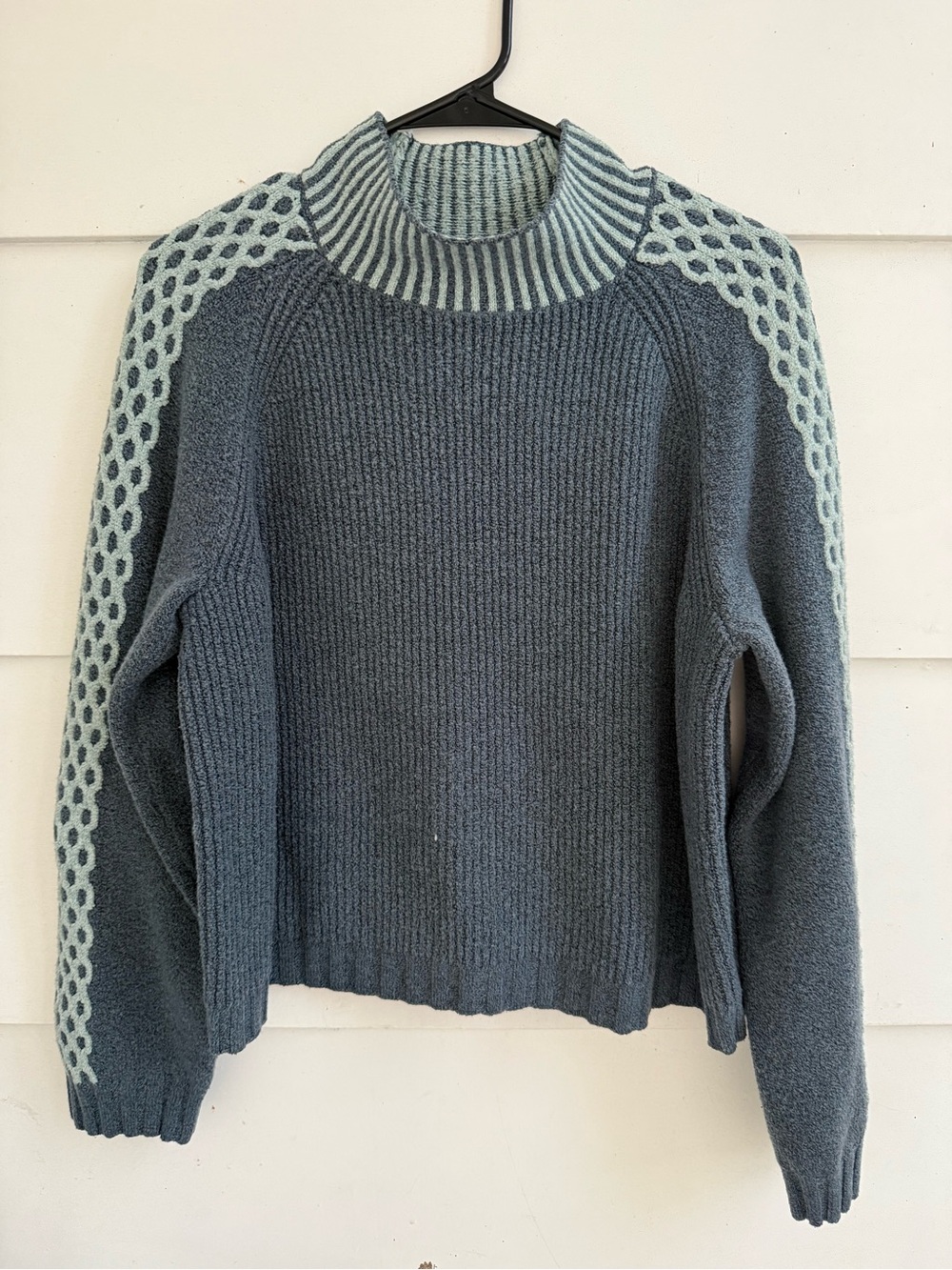 wild fable Two-Tone Blue Mock Neck Sweater